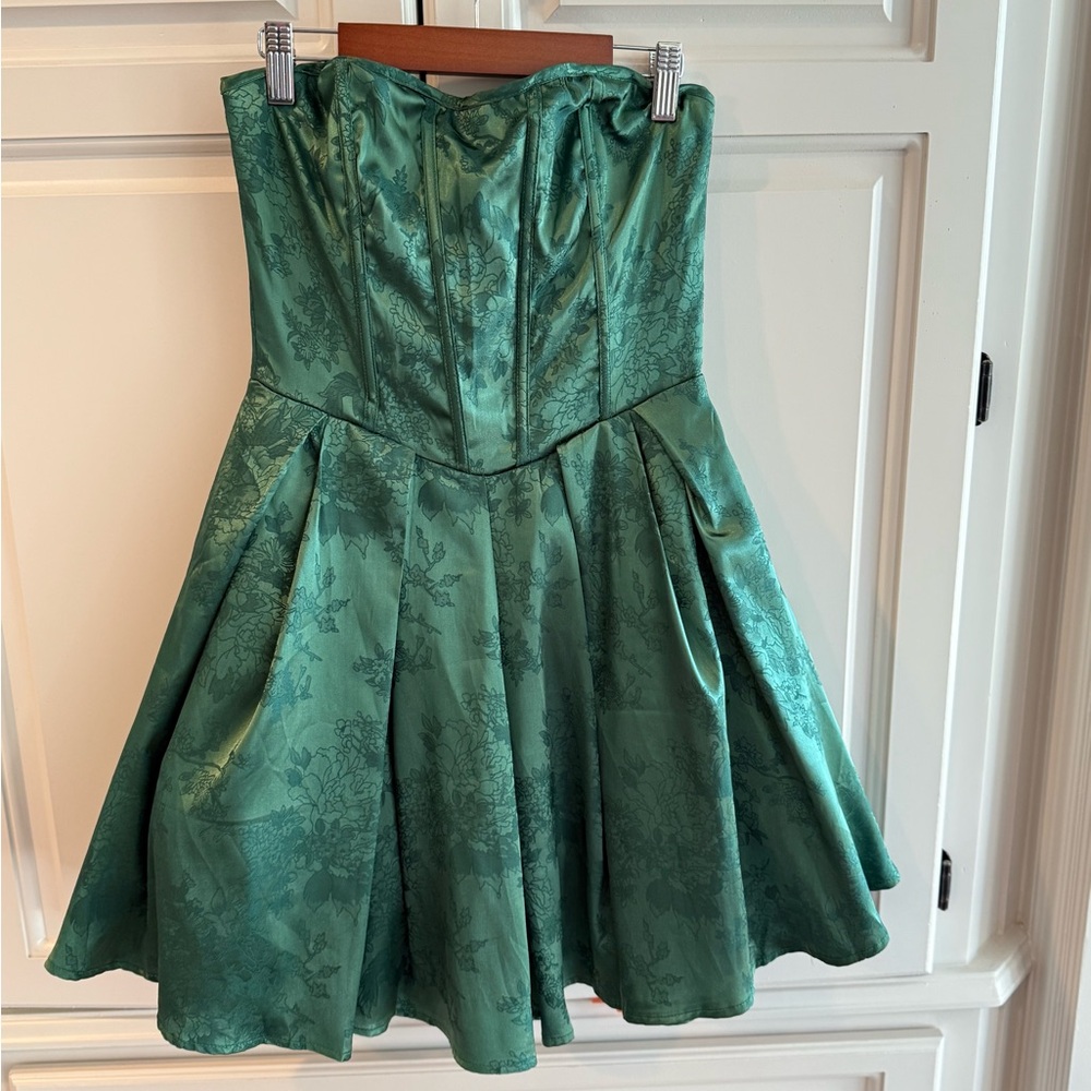 Altar'd State Strapless Green Floral Dress
